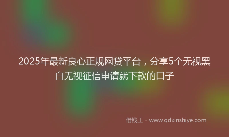 2025年最新良心正规网贷平台，分享5个无视黑白无视征信申请就下款的口子