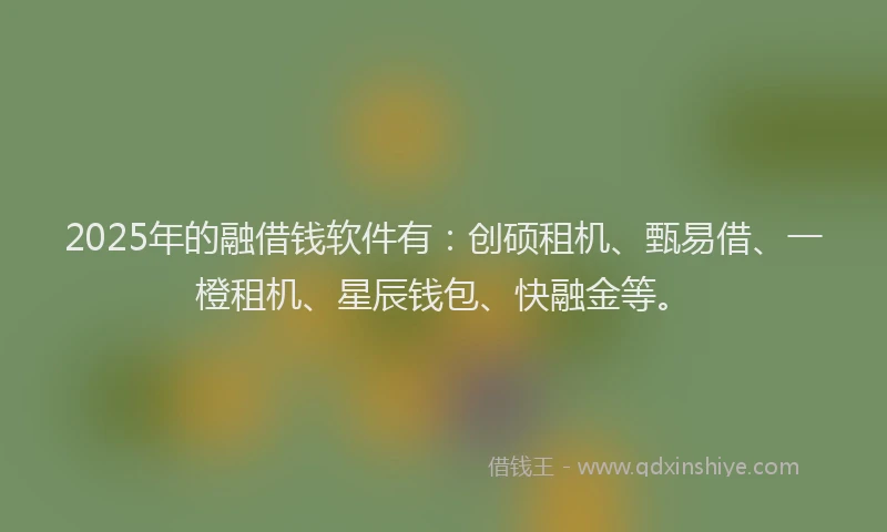 2025年的融借钱软件有：创硕租机、甄易借、一橙租机、星辰钱包、快融金等。