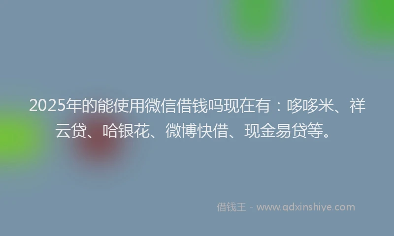 2025年的能使用微信借钱吗现在有：哆哆米、祥云贷、哈银花、微博快借、现金易贷等。