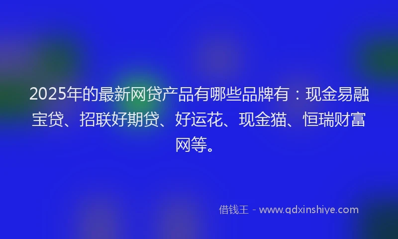 2025年的最新网贷产品有哪些品牌有：现金易融宝贷、招联好期贷、好运花、现金猫、恒瑞财富网等。