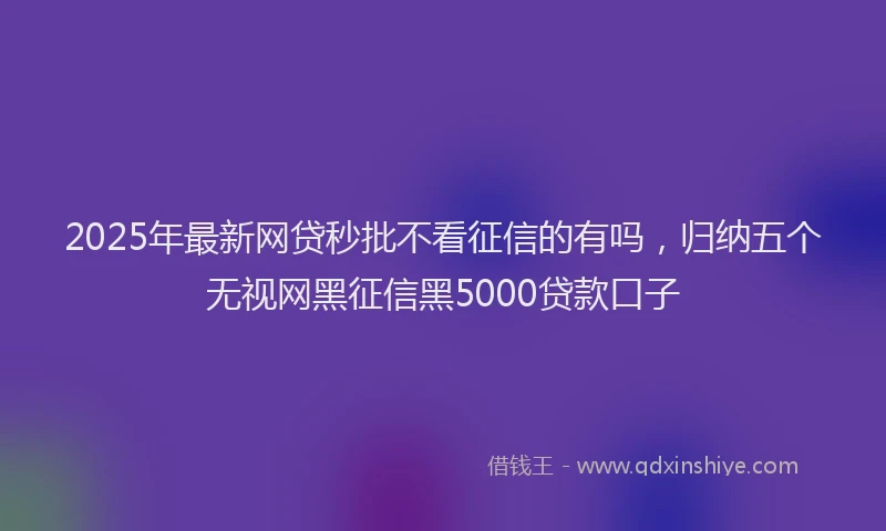 2025年最新网贷秒批不看征信的有吗，归纳五个无视网黑征信黑5000贷款口子