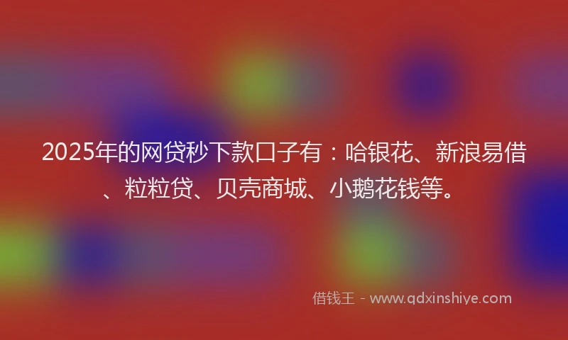 2025年的网贷秒下款口子有：哈银花、新浪易借、粒粒贷、贝壳商城、小鹅花钱等。