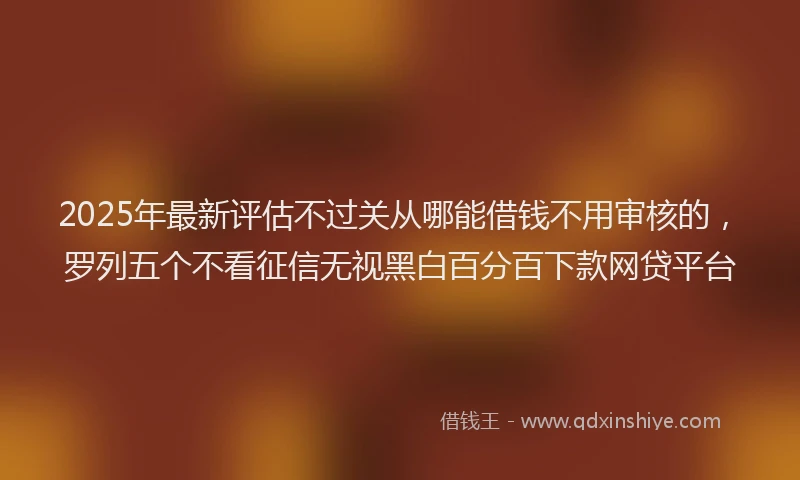 2025年最新评估不过关从哪能借钱不用审核的，罗列五个不看征信无视黑白百分百下款网贷平台