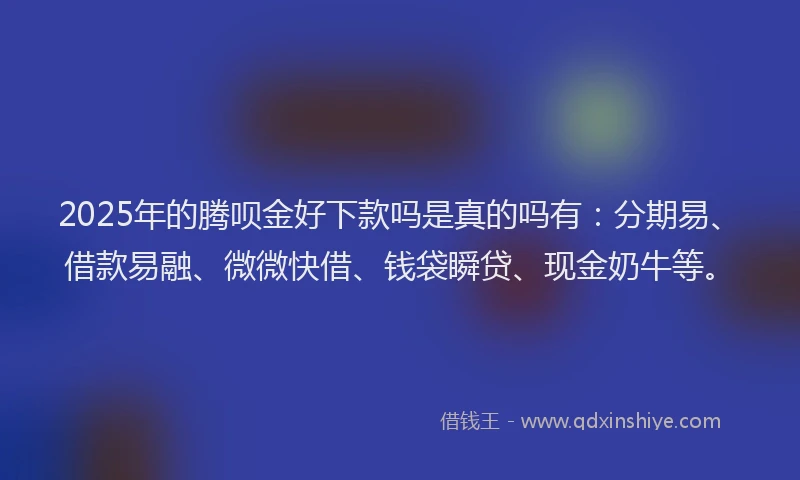 2025年的腾呗金好下款吗是真的吗有：分期易、借款易融、微微快借、钱袋瞬贷、现金奶牛等。