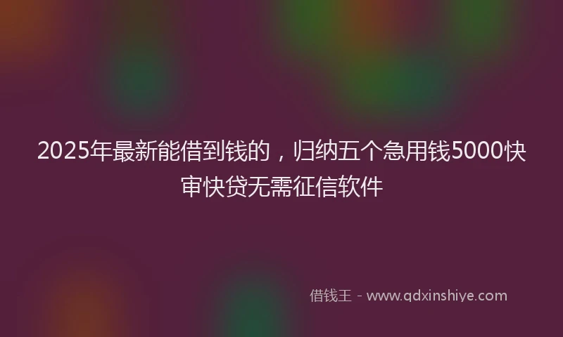 2025年最新能借到钱的，归纳五个急用钱5000快审快贷无需征信软件