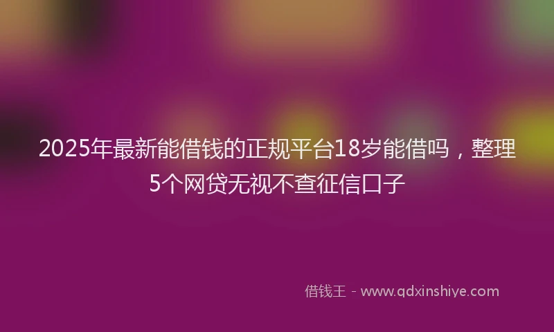 2025年最新能借钱的正规平台18岁能借吗，整理5个网贷无视不查征信口子