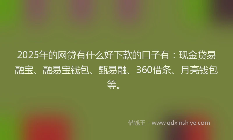 2025年的网贷有什么好下款的口子有：现金贷易融宝、融易宝钱包、甄易融、360借条、月亮钱包等。