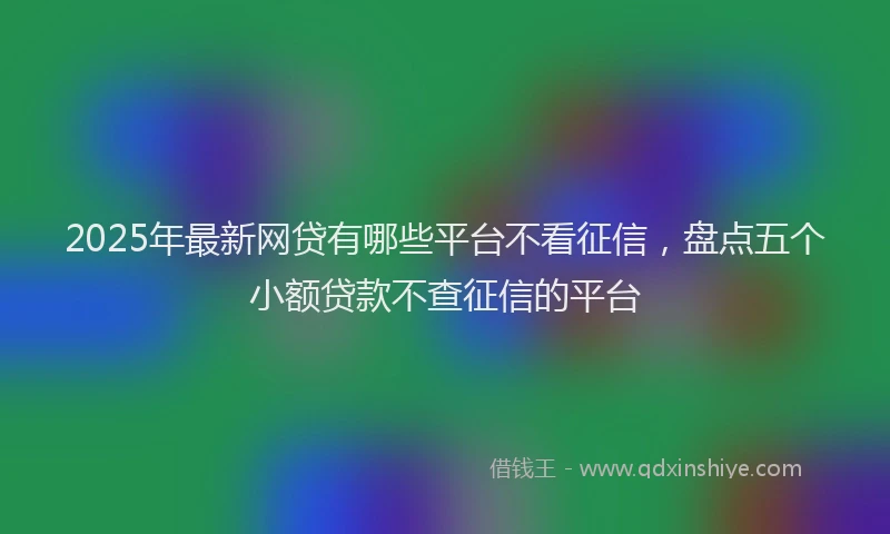 2025年最新网贷有哪些平台不看征信，盘点五个小额贷款不查征信的平台