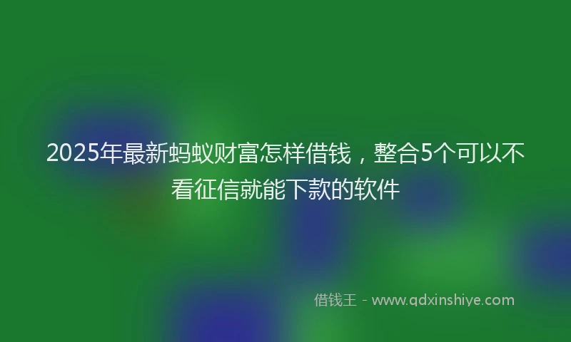 2025年最新蚂蚁财富怎样借钱，整合5个可以不看征信就能下款的软件