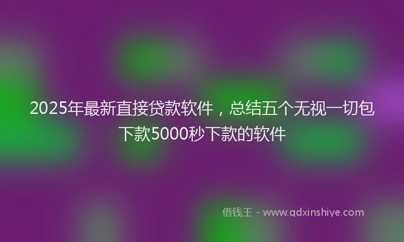 2025年最新直接贷款软件，总结五个无视一切包下款5000秒下款的软件