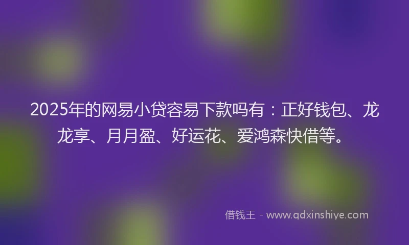 2025年的网易小贷容易下款吗有：正好钱包、龙龙享、月月盈、好运花、爱鸿森快借等。