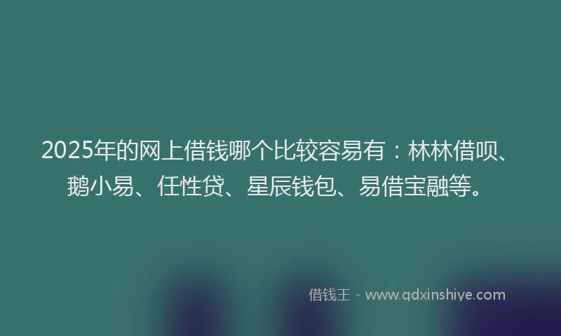 2025年的网上借钱哪个比较容易有：林林借呗、鹅小易、任性贷、星辰钱包、易借宝融等。