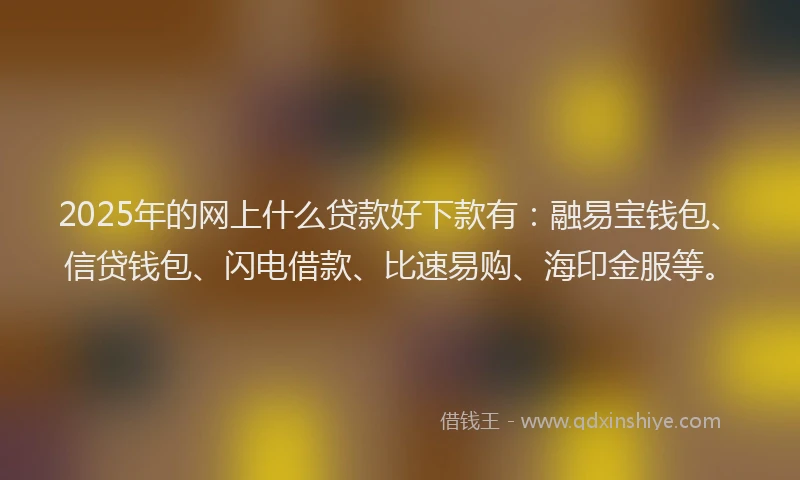 2025年的网上什么贷款好下款有：融易宝钱包、信贷钱包、闪电借款、比速易购、海印金服等。