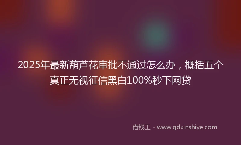2025年最新葫芦花审批不通过怎么办，概括五个真正无视征信黑白100%秒下网贷