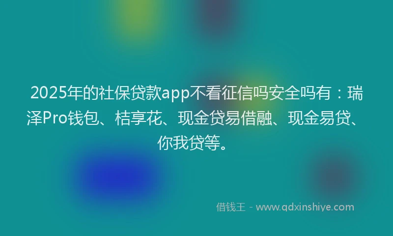 2025年的社保贷款app不看征信吗安全吗有：瑞泽Pro钱包、桔享花、现金贷易借融、现金易贷、你我贷等。