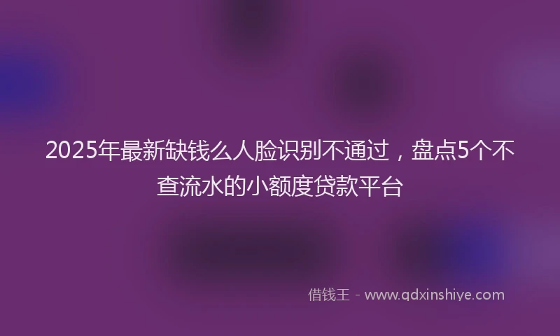 2025年最新缺钱么人脸识别不通过，盘点5个不查流水的小额度贷款平台