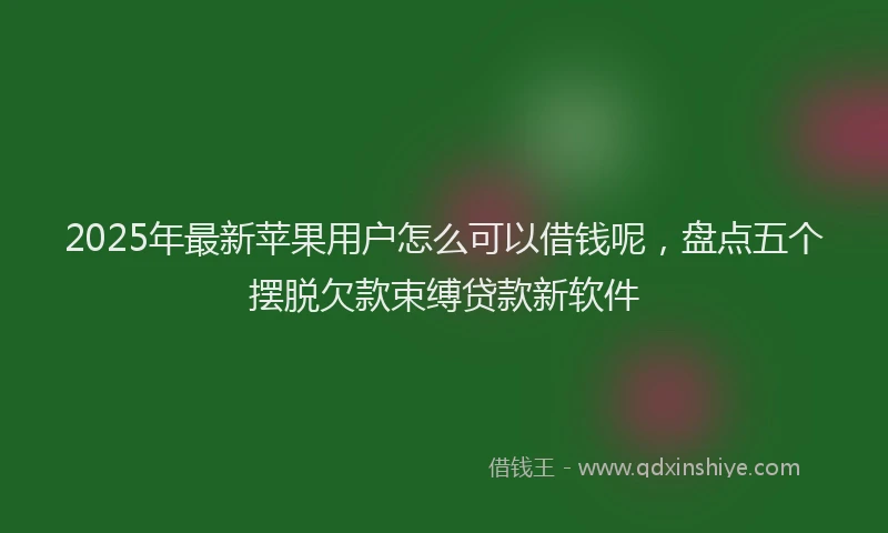 2025年最新苹果用户怎么可以借钱呢，盘点五个摆脱欠款束缚贷款新软件