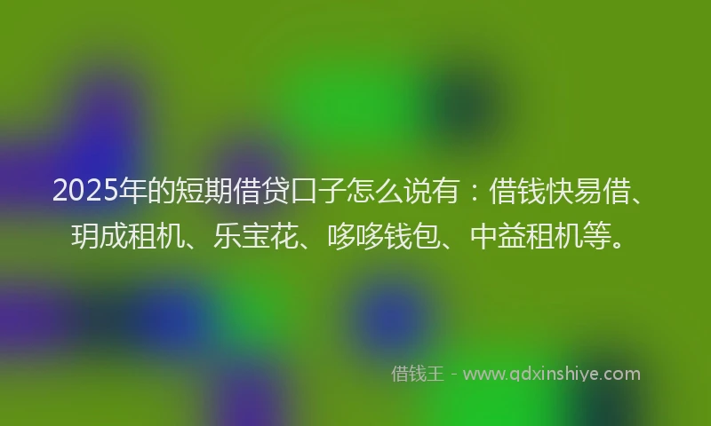 2025年的短期借贷口子怎么说有：借钱快易借、玥成租机、乐宝花、哆哆钱包、中益租机等。