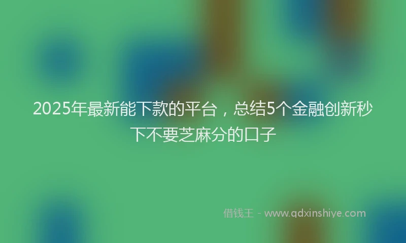 2025年最新能下款的平台，总结5个金融创新秒下不要芝麻分的口子