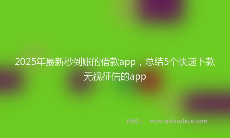 2025年最新秒到账的借款app，总结5个快速下款无视征信的app