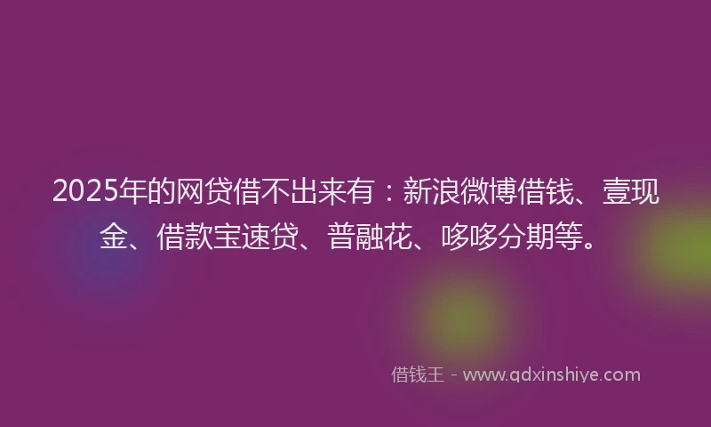 2025年的网贷借不出来有：新浪微博借钱、壹现金、借款宝速贷、普融花、哆哆分期等。