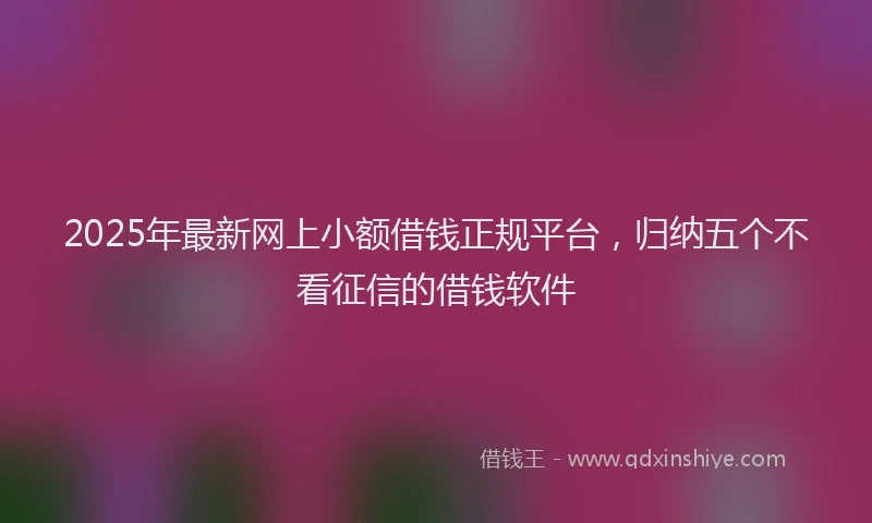 2025年最新网上小额借钱正规平台，归纳五个不看征信的借钱软件