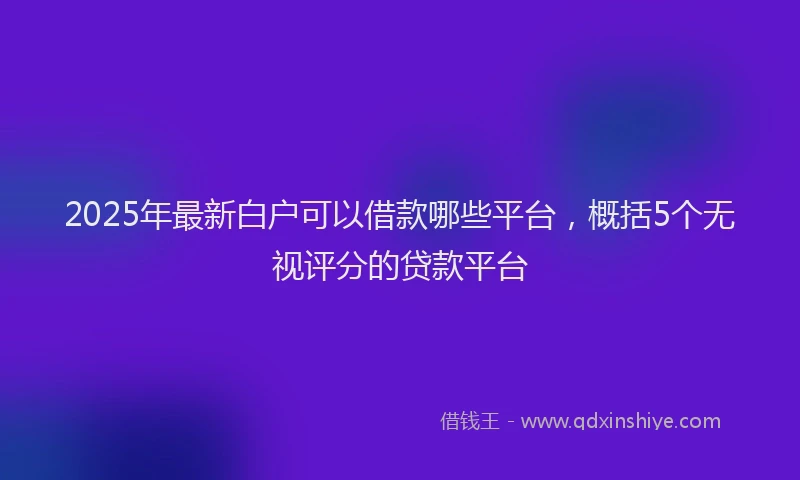 2025年最新白户可以借款哪些平台，概括5个无视评分的贷款平台