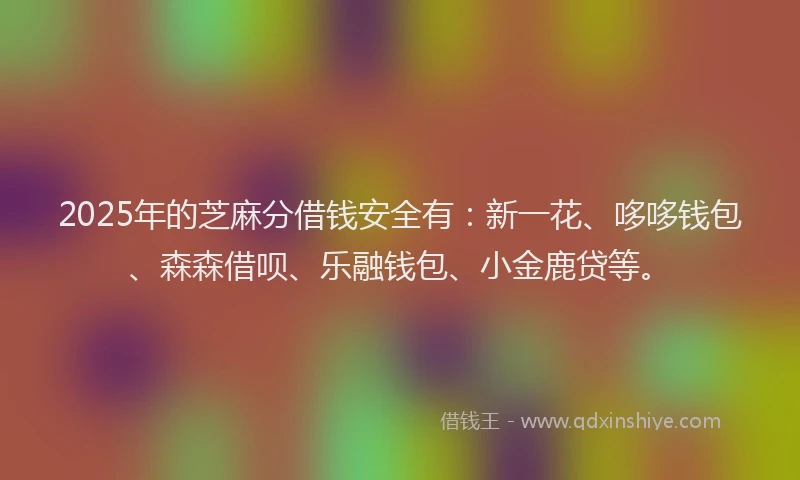 2025年的芝麻分借钱安全有：新一花、哆哆钱包、森森借呗、乐融钱包、小金鹿贷等。