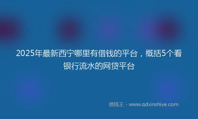 2025年最新西宁哪里有借钱的平台，概括5个看银行流水的网贷平台