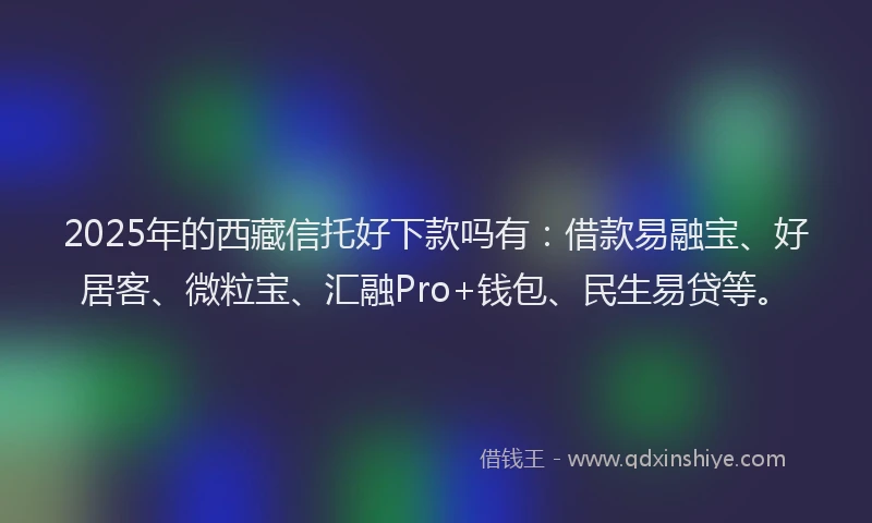 2025年的西藏信托好下款吗有：借款易融宝、好居客、微粒宝、汇融Pro+钱包、民生易贷等。