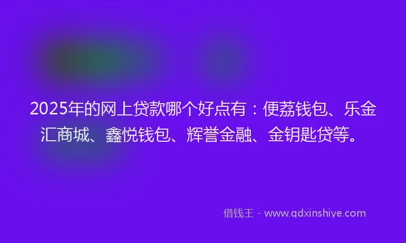 2025年的网上贷款哪个好点有：便荔钱包、乐金汇商城、鑫悦钱包、辉誉金融、金钥匙贷等。