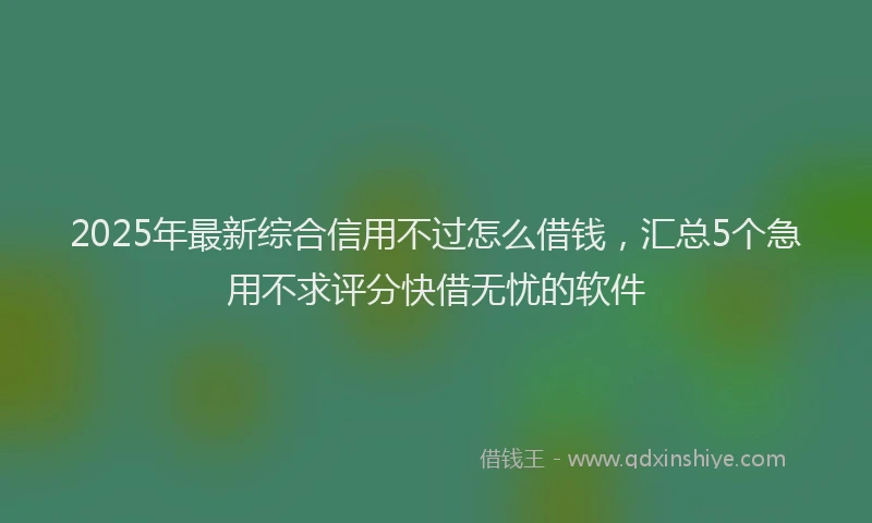 2025年最新综合信用不过怎么借钱，汇总5个急用不求评分快借无忧的软件
