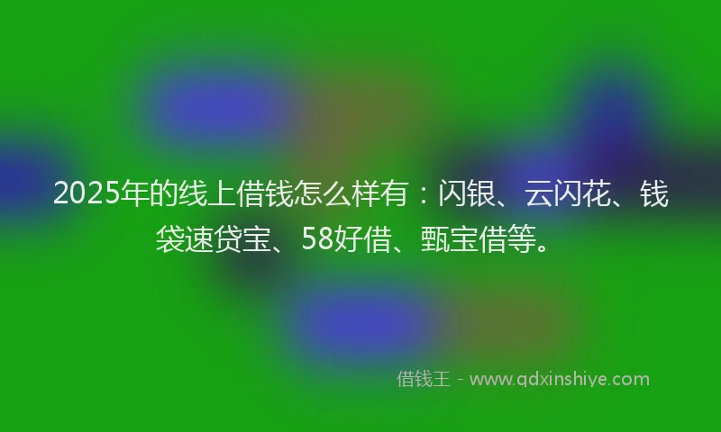 2025年的线上借钱怎么样有：闪银、云闪花、钱袋速贷宝、58好借、甄宝借等。