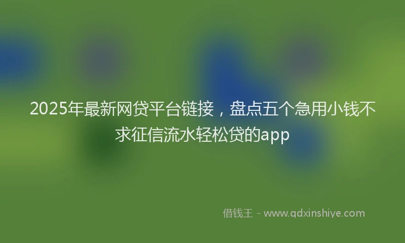 2025年最新网贷平台链接，盘点五个急用小钱不求征信流水轻松贷的app