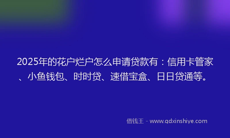 2025年的花户烂户怎么申请贷款有：信用卡管家、小鱼钱包、时时贷、速借宝盒、日日贷通等。