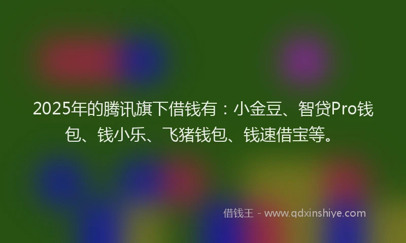 2025年的腾讯旗下借钱有：小金豆、智贷Pro钱包、钱小乐、飞猪钱包、钱速借宝等。