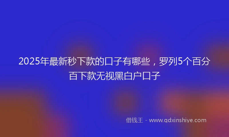 2025年最新秒下款的口子有哪些，罗列5个百分百下款无视黑白户口子