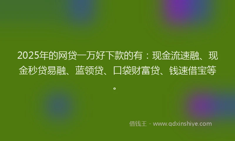 2025年的网贷一万好下款的有：现金流速融、现金秒贷易融、蓝领贷、口袋财富贷、钱速借宝等。