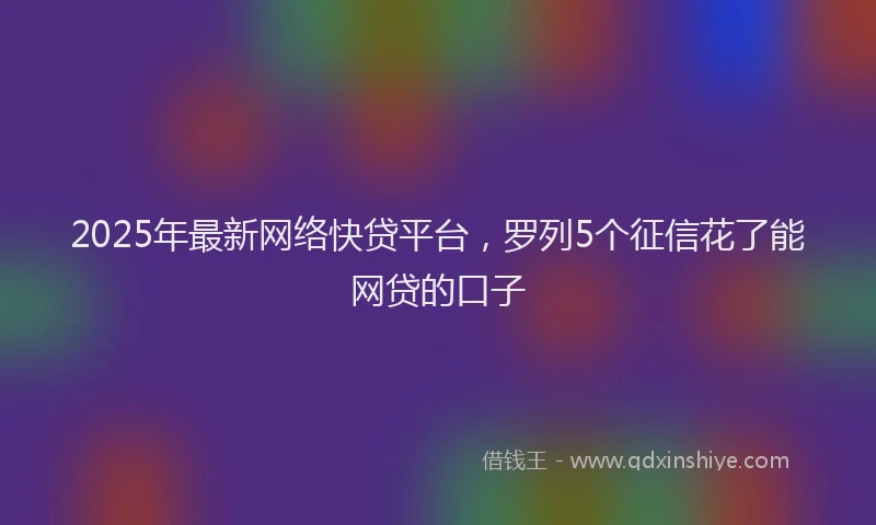 2025年最新网络快贷平台，罗列5个征信花了能网贷的口子