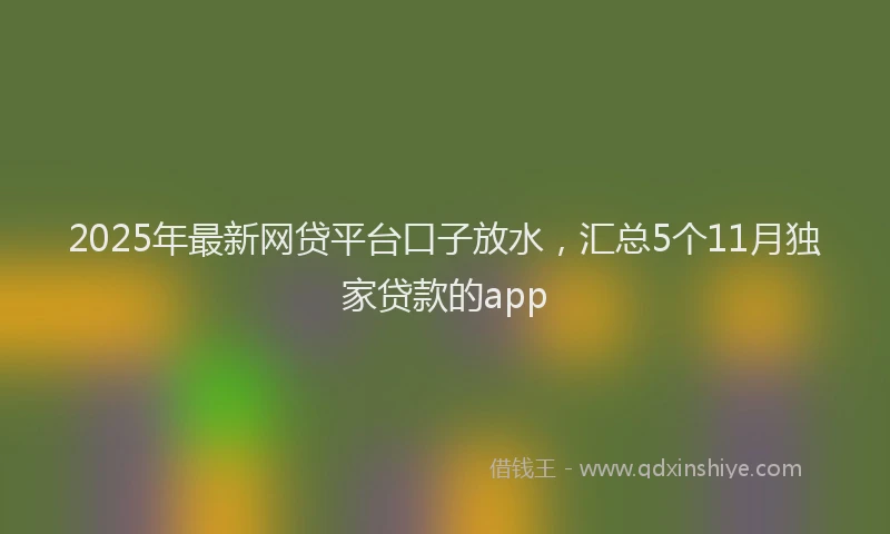 2025年最新网贷平台口子放水，汇总5个11月独家贷款的app
