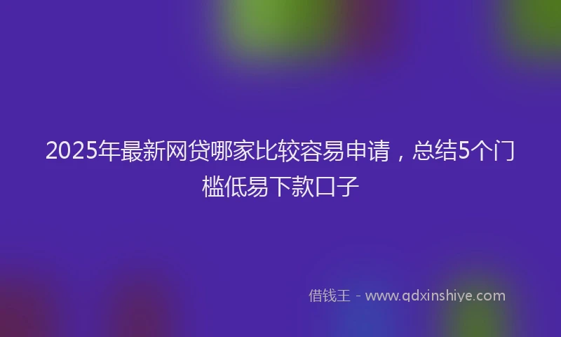 2025年最新网贷哪家比较容易申请，总结5个门槛低易下款口子