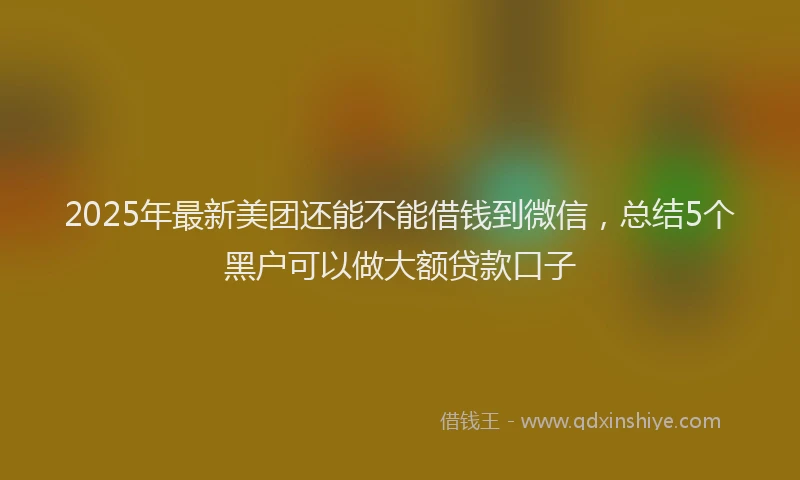 2025年最新美团还能不能借钱到微信，总结5个黑户可以做大额贷款口子