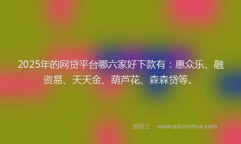 2025年的网贷平台哪六家好下款有：惠众乐、融资易、天天金、葫芦花、森森贷等。