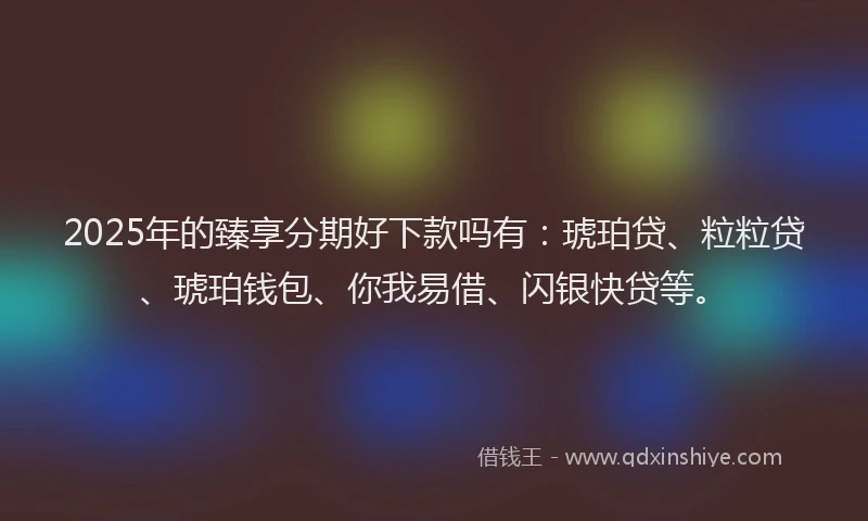 2025年的臻享分期好下款吗有：琥珀贷、粒粒贷、琥珀钱包、你我易借、闪银快贷等。