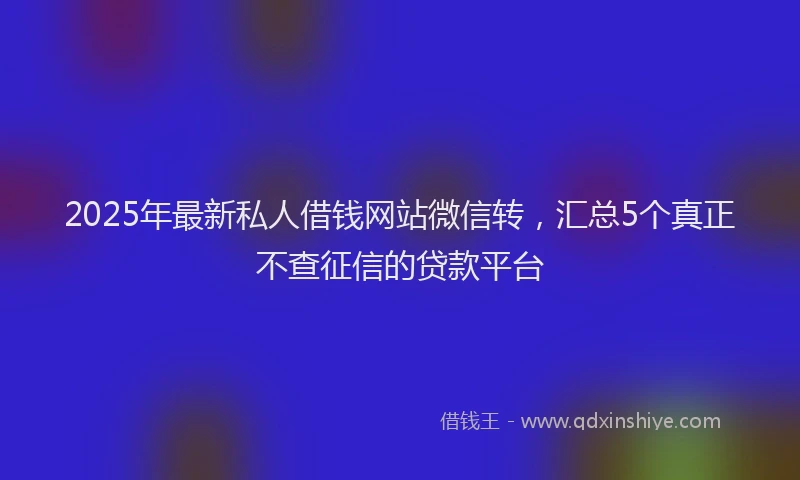 2025年最新私人借钱网站微信转，汇总5个真正不查征信的贷款平台