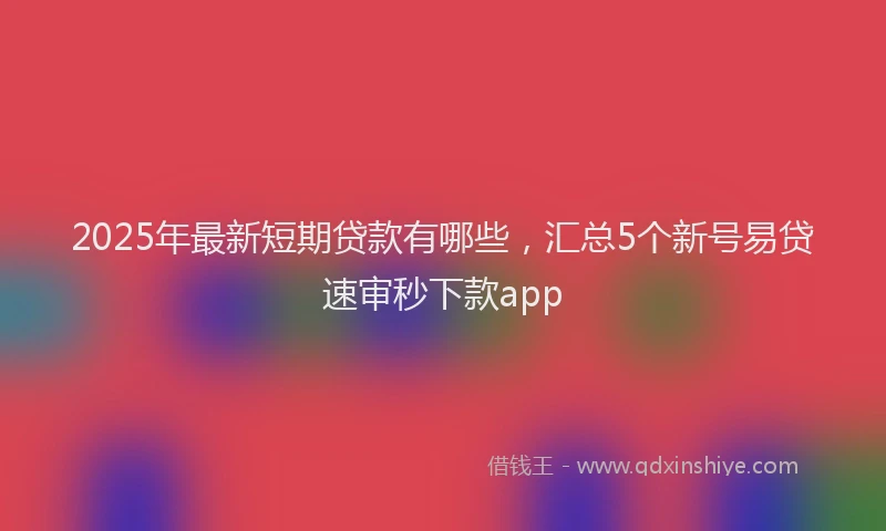 2025年最新短期贷款有哪些，汇总5个新号易贷速审秒下款app