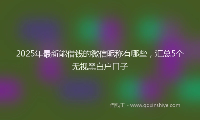 2025年最新能借钱的微信昵称有哪些，汇总5个无视黑白户口子