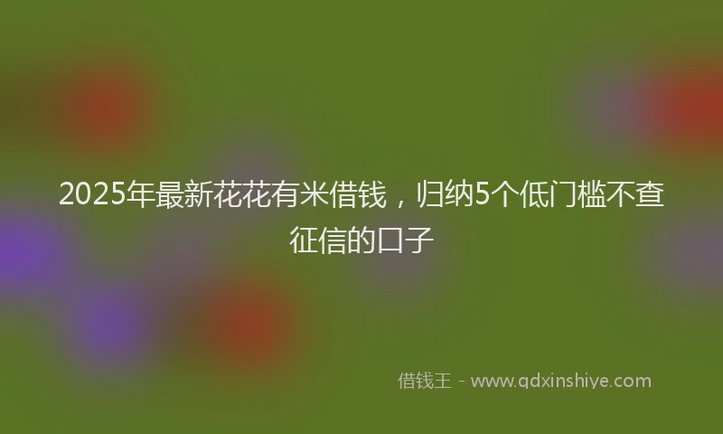 2025年最新花花有米借钱，归纳5个低门槛不查征信的口子