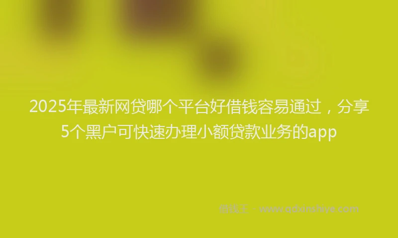 2025年最新网贷哪个平台好借钱容易通过，分享5个黑户可快速办理小额贷款业务的app