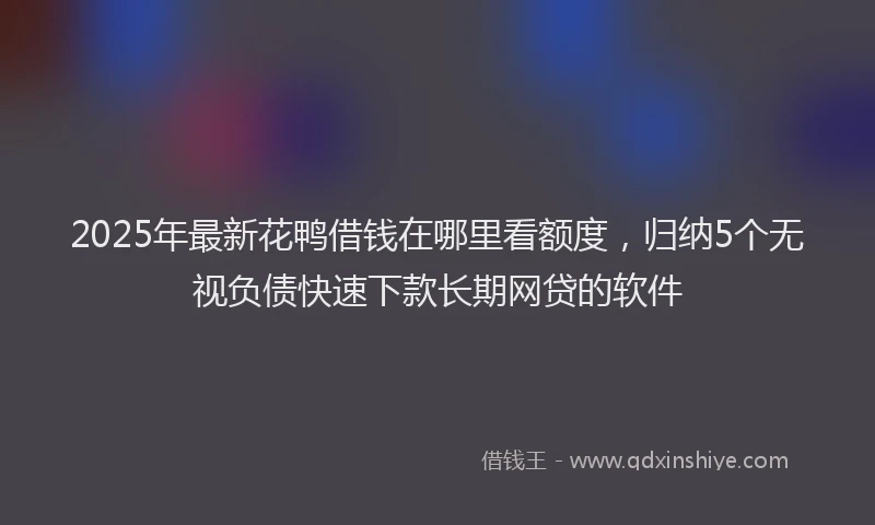 2025年最新花鸭借钱在哪里看额度，归纳5个无视负债快速下款长期网贷的软件